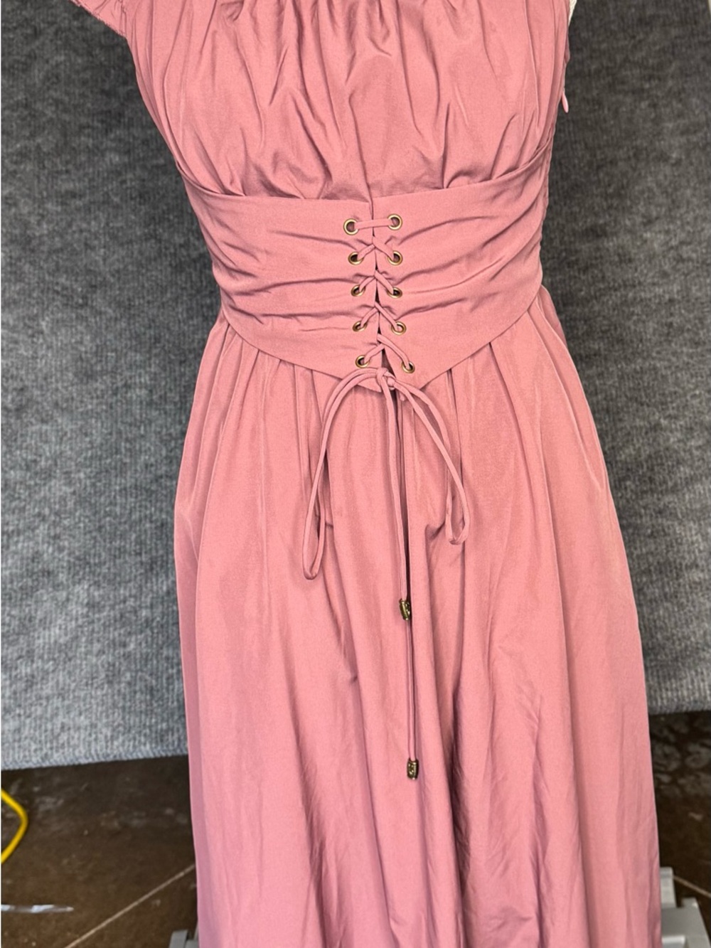 Milkmaid Corset Dress Women Small Midi Sexy Vampire Gothic Smocked With Pockets - Picture 2 of 6